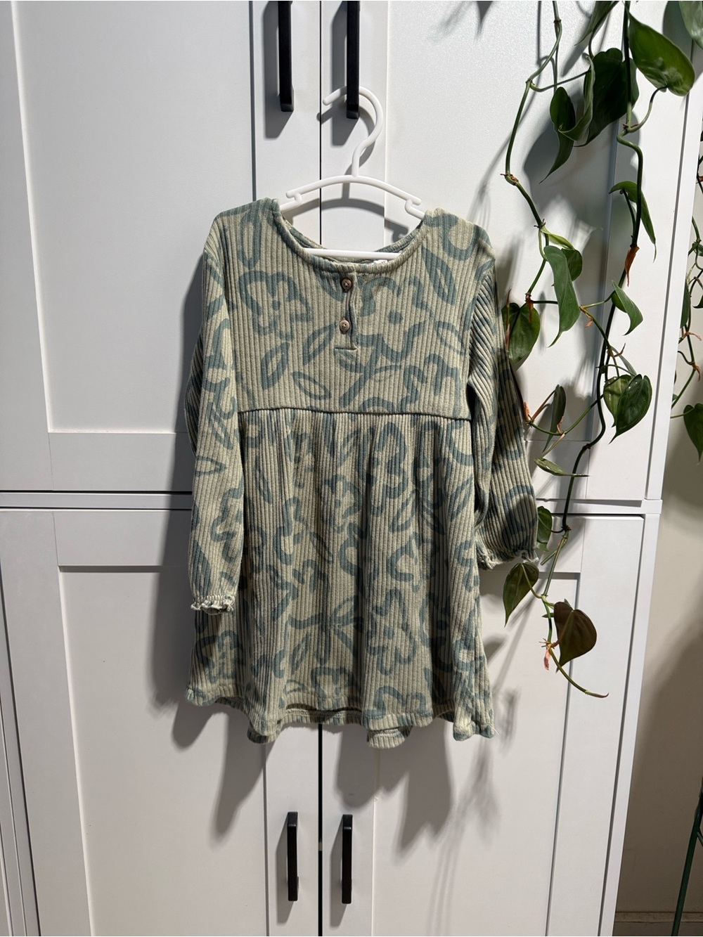 Zara Green Floral Ribbed Dress